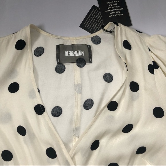 REFORMATION Opal Polka Dot Wrap Top Size XS - Picture 4 of 12